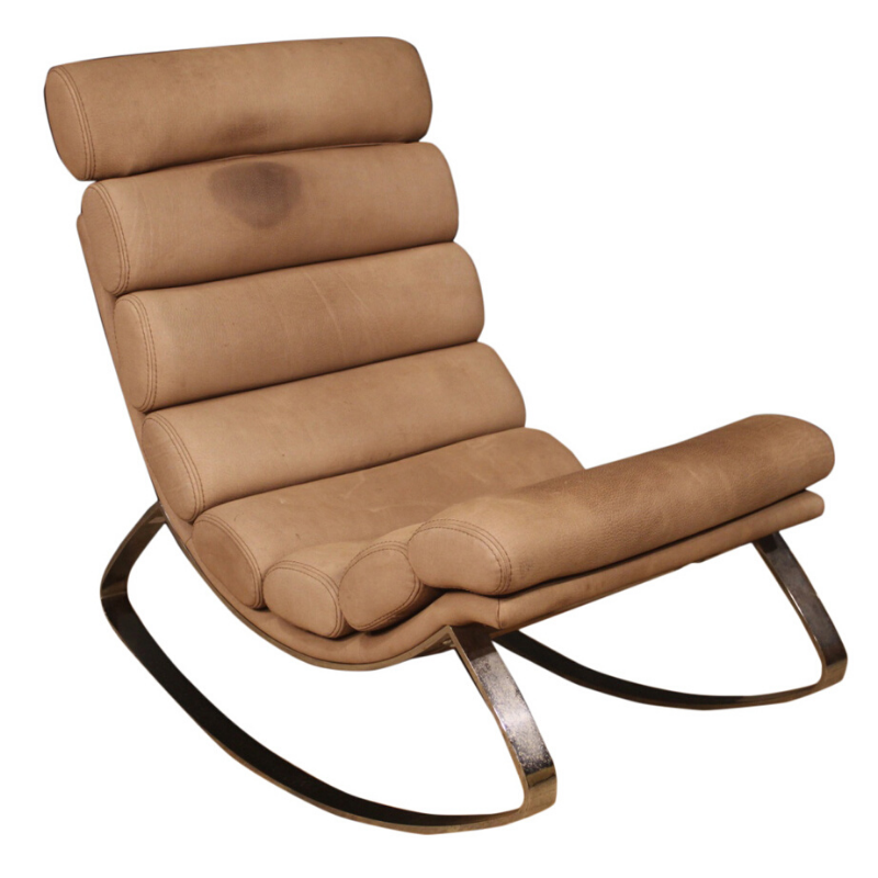 Italian design rocking armchair in leather