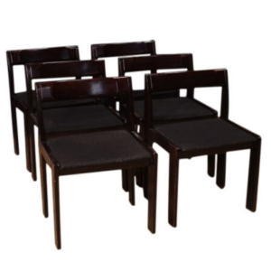 Six Italian design chairs in mahogany wood