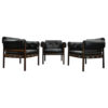 Vintage Dutch Black Leather Rosewood club chairs from Coja, 1960s Vintage Dutch Black Leather Rosewood club chairs from Coja, 1960s