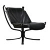 Black Leather Falcon Chair by Sigurd Ressell for Vatne Mobler, 1970s Black Leather Falcon Chair by Sigurd Ressell for Vatne Mobler, 1970s