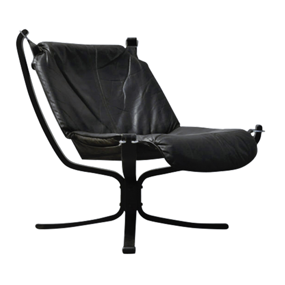 Black Leather Falcon Chair by Sigurd Ressell for Vatne Mobler, 1970s