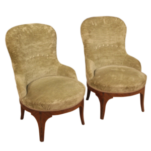 Pair of Italian velvet armchairs in Louis XV style