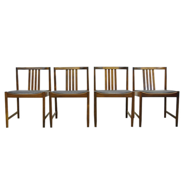 Vintage Scandinavian Rosewood Dining Chairs from Iilum Wikkelso, 1960s, Set of 4