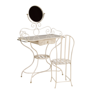 Italian dressing table with chair in painted iron