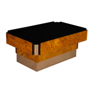 Italian design coffee table in wood, metal with mirror top
