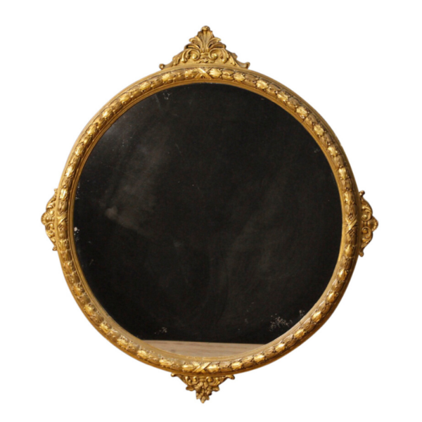 Round Italian mirror in golden wood Round Italian mirror in golden wood