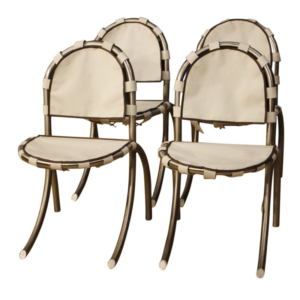 4 Italian chairs in steel and fabric by Bazzani design