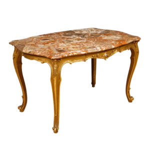 Italian golden coffee table with marble top