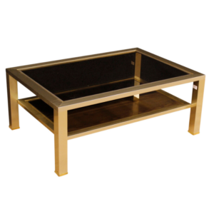 French design coffee table in metal and glass