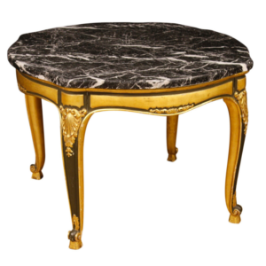 Lacquered and gilded Spanish table with marble top