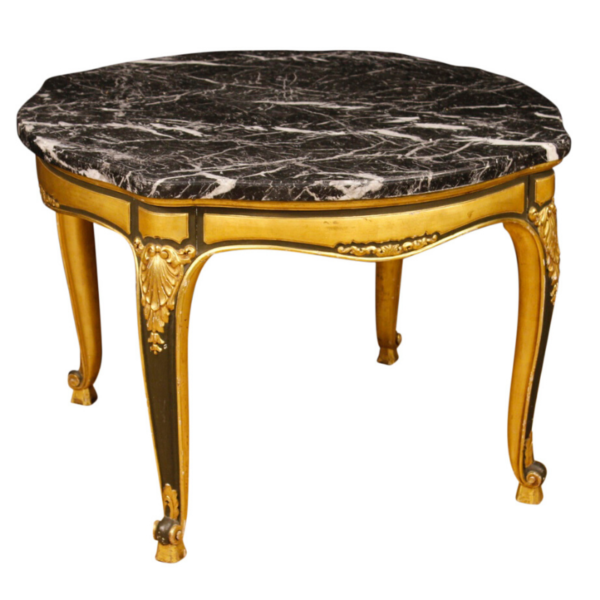 Lacquered and gilded Spanish table with marble top