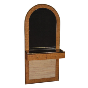 Italian design console with mirror in wood and brass