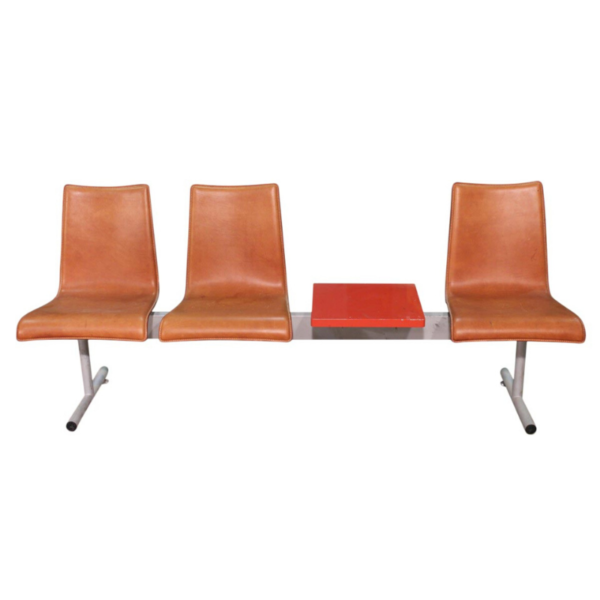 3 seats bench with metal table