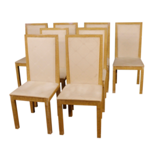 8 lacquered and painted Italian chairs