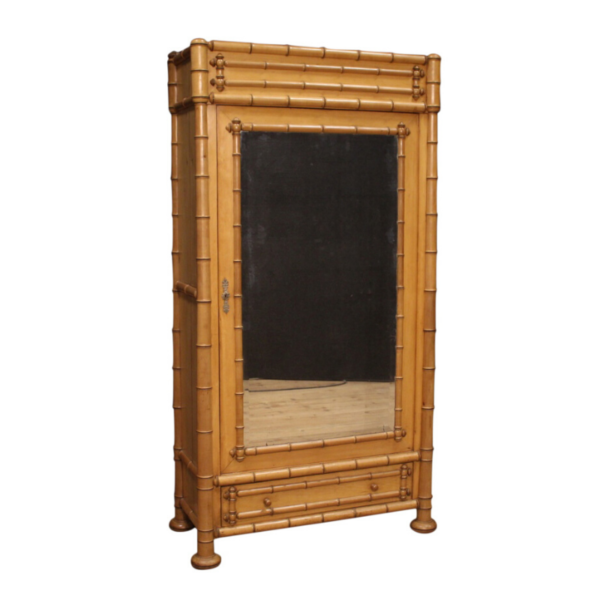 French wardrobe in fake bamboo with mirror