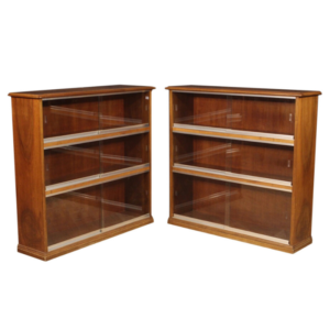 Pair of Italian bookcases in walnut wood