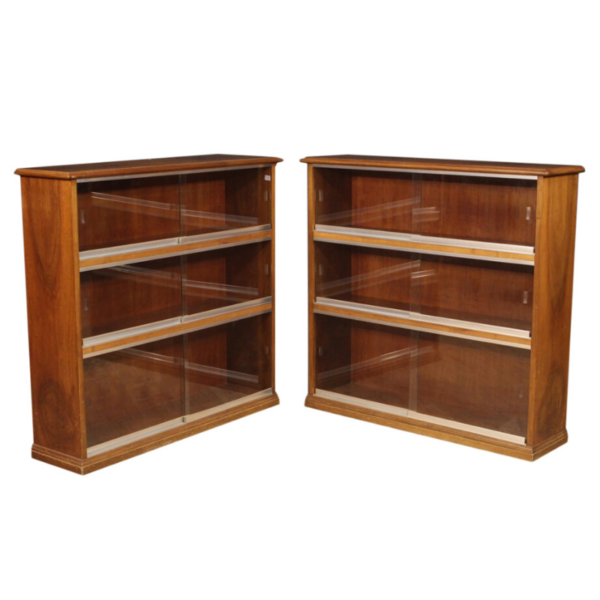 Pair of Italian bookcases in walnut wood