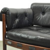 Vintage Dutch Black Leather 2-Seater Rosewood Sofa from Coja, 1960s