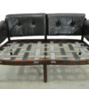 Vintage Dutch Black Leather 2-Seater Rosewood Sofa from Coja, 1960s