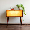Small Mid-Century Czechoslovakian Glass & Wood Cabinet, 1960s