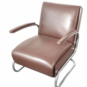 Armchair / Cantilever Tubular Steel Brown Leather from Mücke Melder, 1930s. 3 pieces on stock