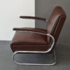 Armchair / Cantilever Tubular Steel Brown Leather from Mücke Melder, 1930s. 3 pieces on stock