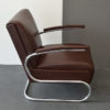 Armchair / Cantilever Tubular Steel Brown Leather from Mücke Melder, 1930s. 3 pieces on stock