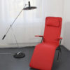 Sunlounger / Deckchair 50s. Red deckchair with black steel frame. Capri couch, Italy 1950s