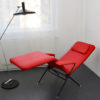 Sunlounger / Deckchair 50s. Red deckchair with black steel frame. Capri couch, Italy 1950s