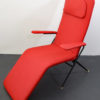 Sunlounger / Deckchair 50s. Red deckchair with black steel frame. Capri couch, Italy 1950s