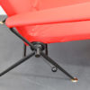 Sunlounger / Deckchair 50s. Red deckchair with black steel frame. Capri couch, Italy 1950s