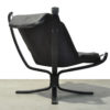 Black Leather Falcon Chair by Sigurd Ressell for Vatne Mobler, 1970s Black Leather Falcon Chair by Sigurd Ressell for Vatne Mobler, 1970s