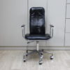 Swivel office chair in black leather and aluminium - Frederick Scott for Hille - UK - 1970's