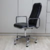 Swivel office chair in black leather and aluminium - Frederick Scott for Hille - UK - 1970's
