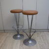 Set of 2 barstools in cognac leather, designed by Piet Hein for Fritz Hansen - Denmark - 1960's