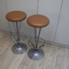 Set of 2 barstools in cognac leather, designed by Piet Hein for Fritz Hansen - Denmark - 1960's