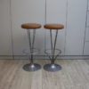 Set of 2 barstools in cognac leather, designed by Piet Hein for Fritz Hansen - Denmark - 1960's