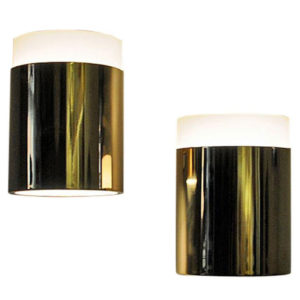 Vintage pair of opalineglass & brass Falkenberg wall lamps, Sweden 1960s