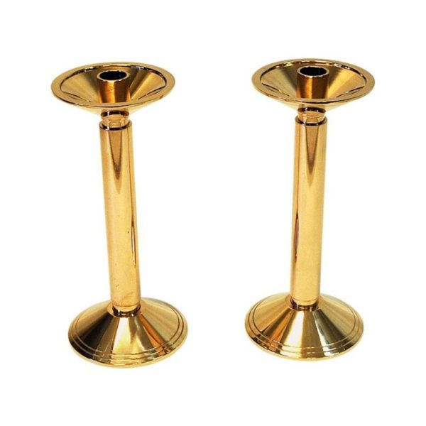 Large and heavy brass candleholder pair by Lars Holmström 1960s, Sweden