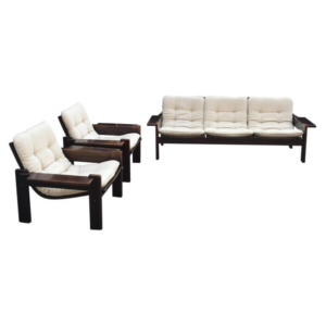 Midcentury Swedish Oak Sofa & 2 Lounge Chairs, Yngve Ekström for Swedese, 1970s