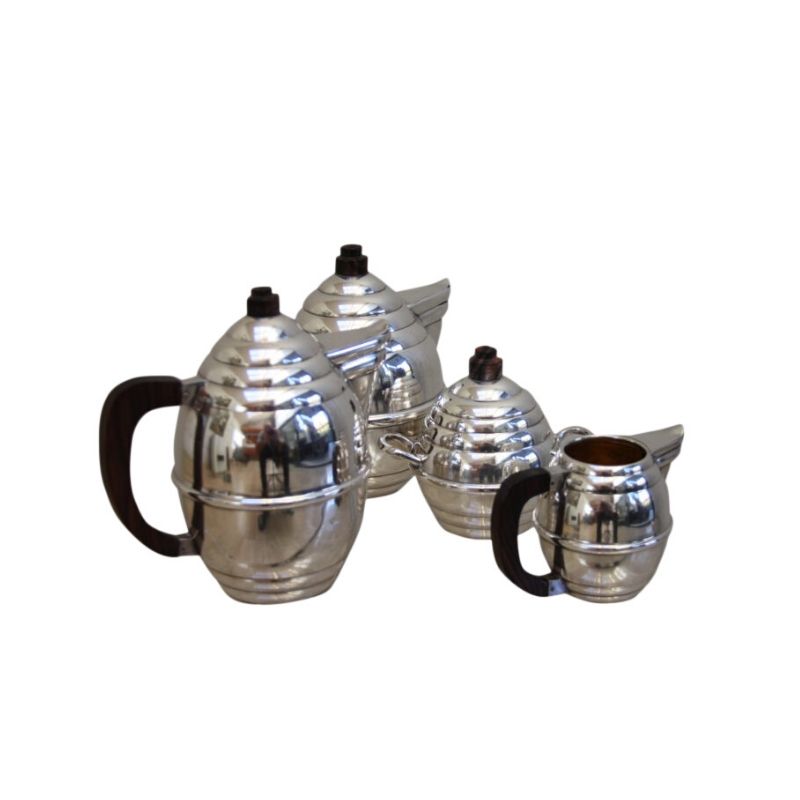 Silver plated coffee and tea set in art deco style – France – 1950’s