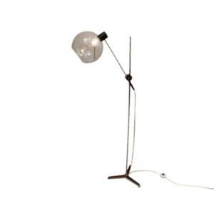 Vintage floorlamp with bulb in glass & details in rosewood - 1960's