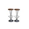 Set of 2 barstools in cognac leather, designed by Piet Hein for Fritz Hansen - Denmark - 1960's