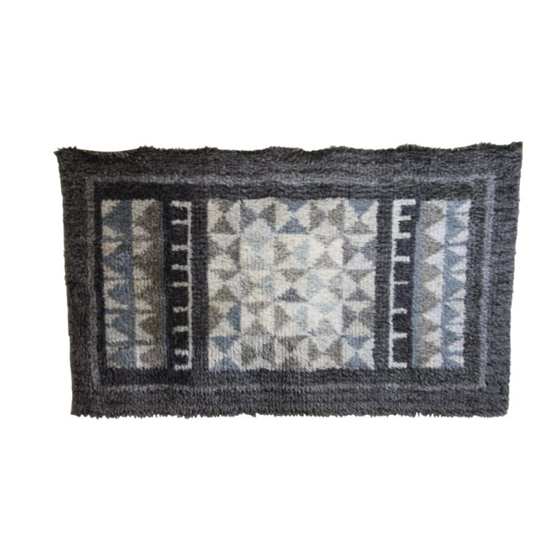 Handmade rya carpet with geometric patterns- 100% wool – Sweden – 1960’s