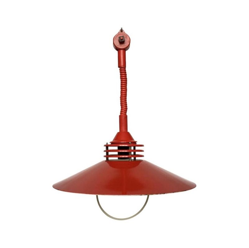 Vintage Estonian Red Metal Pendant Lamp from Zesi Nowe, 1970s