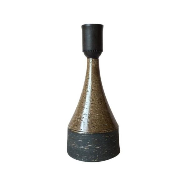Rustic Swedish Small Brown Stoneware Table Lamp Base from Bo Borgstrom, 1960s
