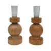 Set of Two Midcentury Swedish Small Solid Pine Table Lamp Base