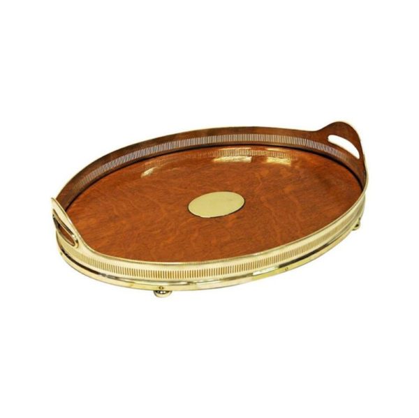 Vintage oval oak serving tray by Mappin & Webb, London - UK