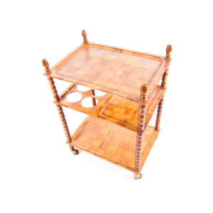 Danish Bobbin Trolley with blocked wooden pattern.
