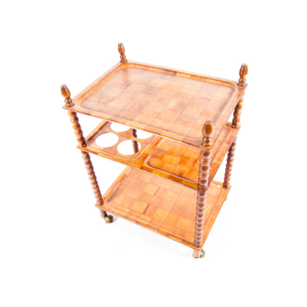 Danish Bobbin Trolley with blocked wooden pattern.